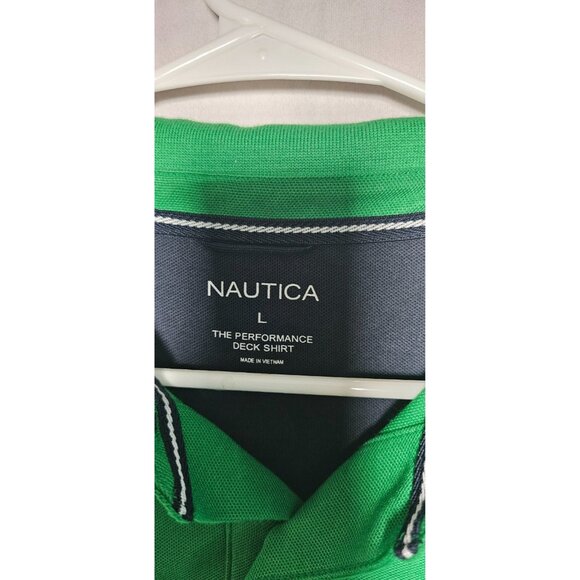 Nautica Deck Polo Shirt Men’s Large Solid Green Short Sleeve New Without Tag - Picture 2 of 3